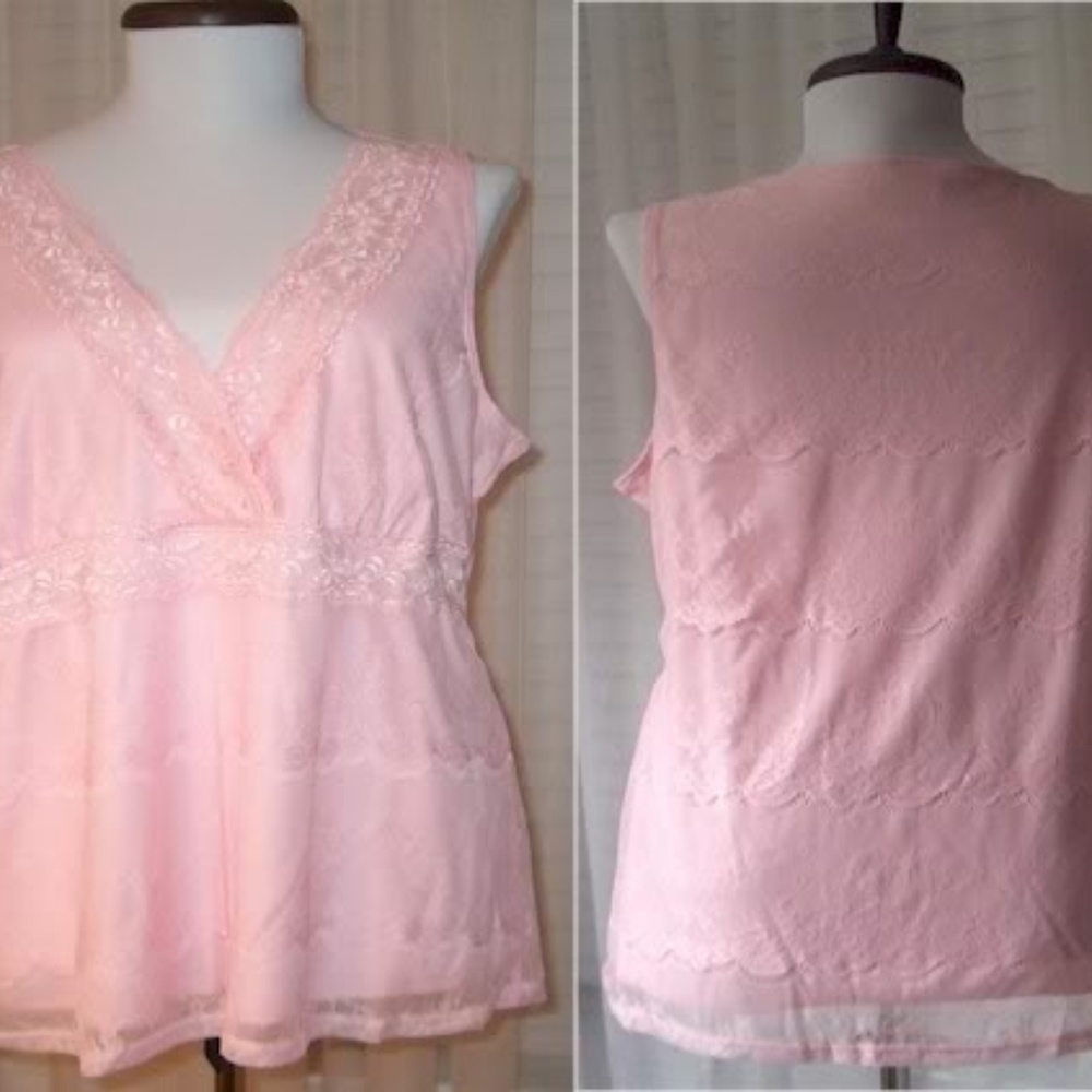 COPY - Pink Lace Shell - 3X - BRAND NEW